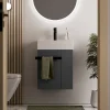 Lave-Mains|Bernstein Meuble vasque lave-main Anthracite mat 45x35x50cm (LxPxH) 1 tiroir + rangement droite + poignée Noir mat - COMPACT450