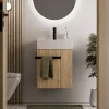 Lave-Mains|Bernstein Meuble vasque lave-main Chêne miel 45x35x50cm (LxPxH) 1 tiroir + rangement droite + poignée Noir mat - COMPACT450