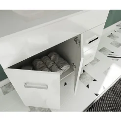 Meuble Vasque|Saniverre Meuble vasque sur pieds MADRID - simple vasque Blanc L. 100 cm -