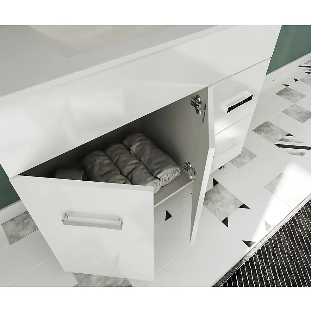 Meuble Vasque|Saniverre Meuble vasque sur pieds MADRID - simple vasque Blanc L. 100 cm -