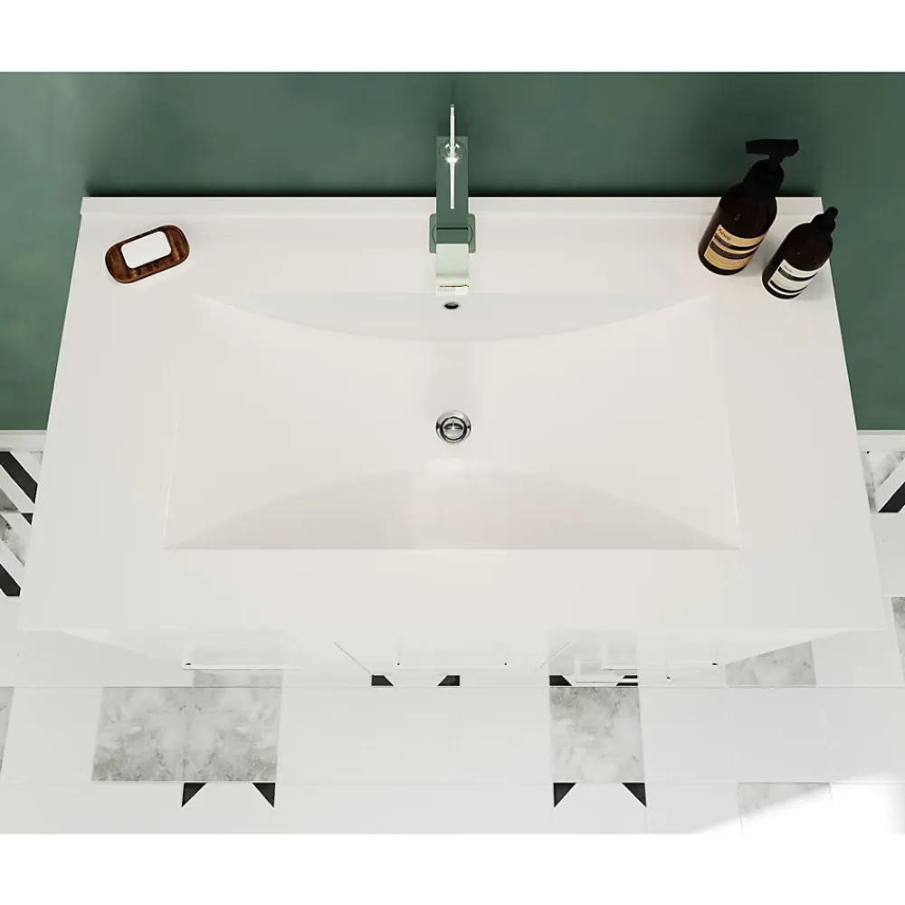 Meuble Vasque|Saniverre Meuble vasque sur pieds MADRID - simple vasque Blanc L. 100 cm -