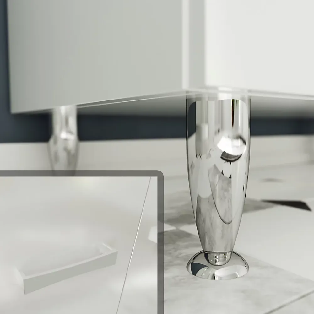 Meuble Vasque|Saniverre Meuble vasque sur pieds MADRID - simple vasque Blanc L. 100 cm -
