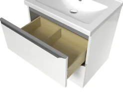Meuble Vasque|Cooke & Lewis Meuble vasque suspendu blanc brillant l.60 cm Imandra + plan vasque blanc céramique Nira, GoodHome