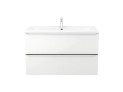 Meuble Vasque|GoodHome Meuble vasque suspendu blanc brillant l.80 cm Imandra + plan vasque blanc céramique Nira,