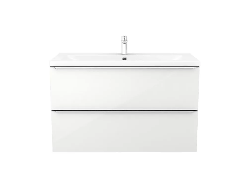 Meuble Vasque|GoodHome Meuble vasque suspendu blanc brillant l.80 cm Imandra + plan vasque blanc céramique Nira,