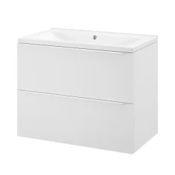 GoodHome Meuble vasque suspendu blanc mat l.80 cm Imandra + plan vasque blanc céramique Nira,