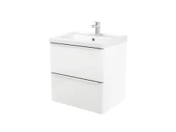 Meuble Vasque|GoodHome Meuble vasque suspendu blanc brillant l.60 cm Imandra + plan vasque blanc céramique Lana,