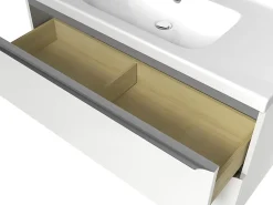 GoodHome Meuble vasque suspendu blanc brillant l.100 cm Imandra + plan vasque blanc céramique Lana,