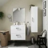 Meuble Vasque| Meuble vasque suspendu blanc l.60 cm + plan vasque en céramique, Opah