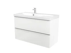 GoodHome Meuble vasque suspendu blanc brillant l.100 cm Imandra + plan vasque blanc résine Mila,