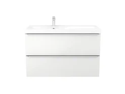 GoodHome Meuble vasque suspendu blanc brillant l.100 cm Imandra + plan vasque blanc résine Mila,