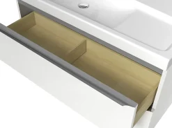 GoodHome Meuble vasque suspendu blanc brillant l.100 cm Imandra + plan vasque blanc résine Mila,