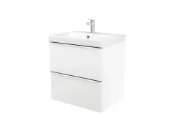 GoodHome Meuble vasque suspendu blanc brillant l.60 cm Imandra + plan vasque blanc résine Mila,