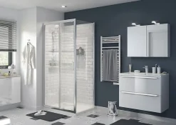 GoodHome Meuble vasque suspendu blanc brillant l.60 cm Imandra + plan vasque blanc résine Mila,