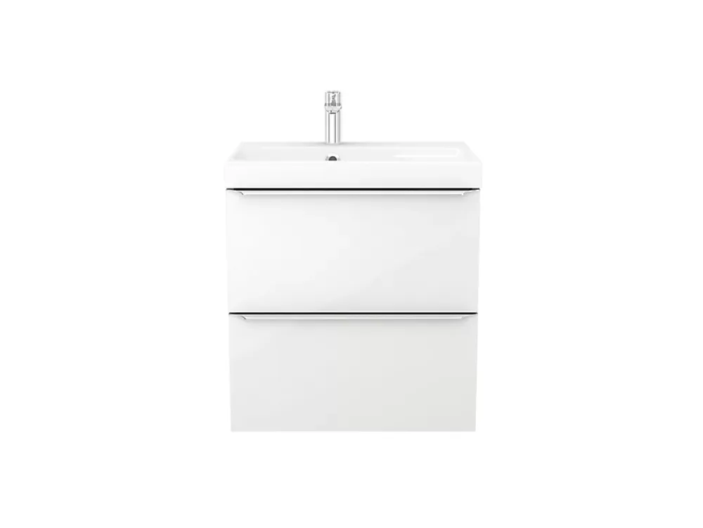 GoodHome Meuble vasque suspendu blanc brillant l.60 cm Imandra + plan vasque blanc résine Mila,