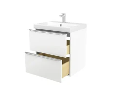 GoodHome Meuble vasque suspendu blanc brillant l.60 cm Imandra + plan vasque blanc résine Mila,