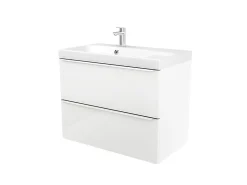 GoodHome Meuble vasque suspendu blanc brillant l.80 cm Imandra + plan vasque blanc résine Mila,