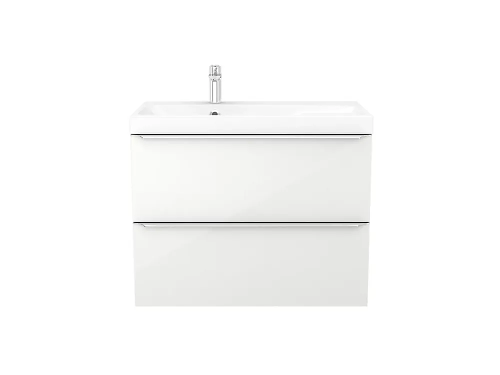 GoodHome Meuble vasque suspendu blanc brillant l.80 cm Imandra + plan vasque blanc résine Mila,