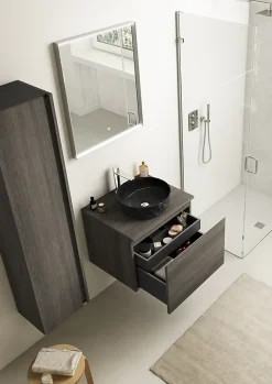 Meuble Buanderie|Ipiemme SRL Meuble vasque suspendu effet chêne Metz l.60 cm + plan de toilette effet chêne Metz, Pura+