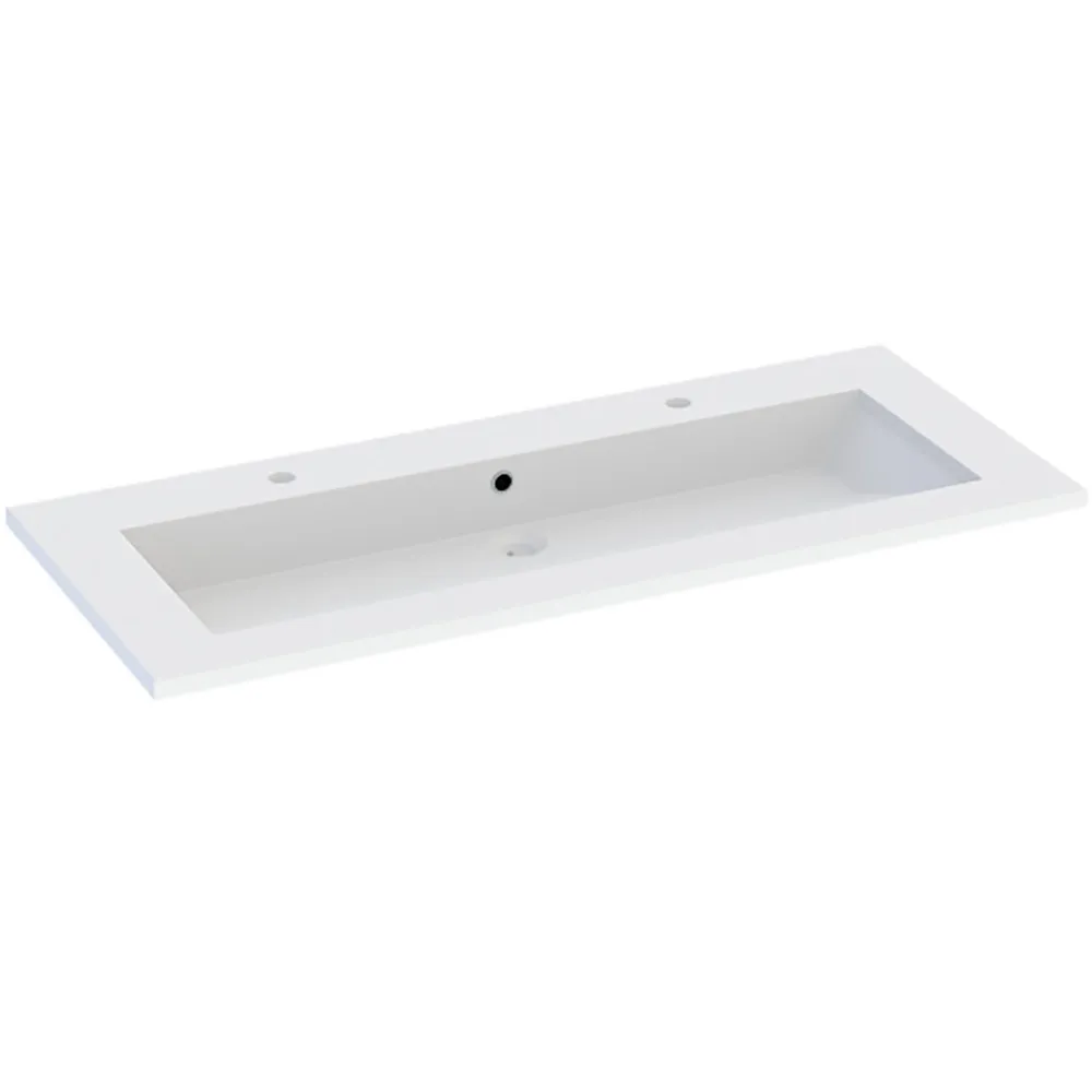 Meuble vasque suspendu effet chêne artisan l.120 cm + plan vasque blanc en résine, Calao