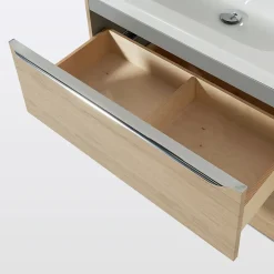 Meuble Vasque|GoodHome Meuble vasque suspendu effet chêne l.80 cm Imandra + plan vasque blanc céramique Nira,