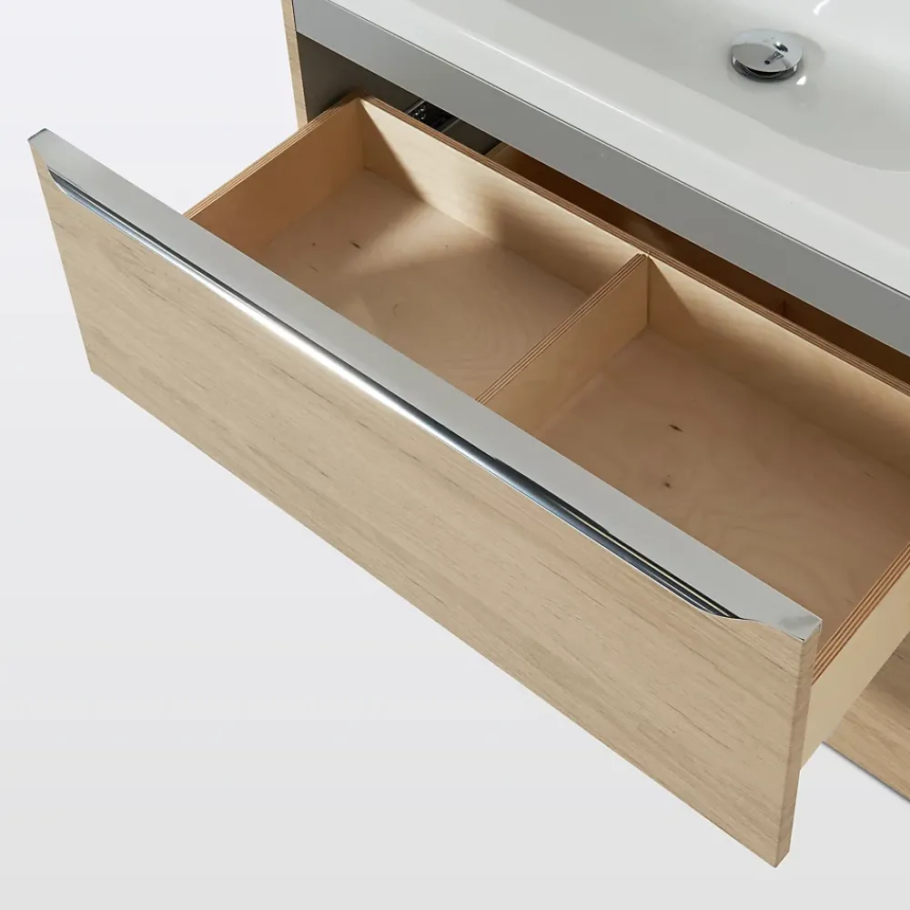 Meuble Vasque|GoodHome Meuble vasque suspendu effet chêne l.80 cm Imandra + plan vasque blanc céramique Lana,