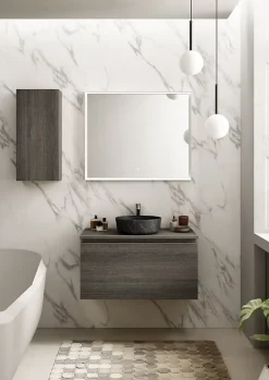 Meuble Buanderie|Ipiemme SRL Meuble vasque suspendu effet chêne Metz l.90 cm + plan de toilette effet chêne Metz, Pura+