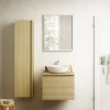 Ipiemme SRL Meuble vasque suspendu effet chêne l.60 cm + plan de toilette effet chêne, Pura+