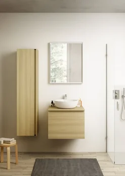 Ipiemme SRL Meuble vasque suspendu effet chêne l.60 cm + plan de toilette effet chêne, Pura+