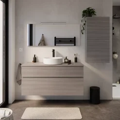 Cooke & Lewis Meuble vasque suspendu effet chêne clair l.120 cm + plan de toilette, Calao