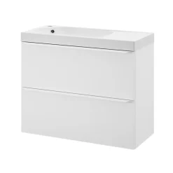 Meuble Vasque|Meuble De Salle De Bains Faible Profondeur|GoodHome Meuble vasque suspendu faible profondeur blanc mat l.80 cm Imandra + plan vasque blanc Maza,