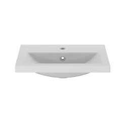 GoodHome Meuble vasque suspendu faible profondeur effet chêne l.50 cm Imandra + plan vasque blanc céramique Nira,