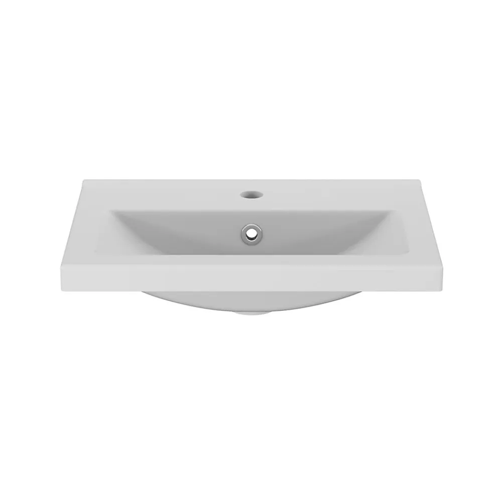 GoodHome Meuble vasque suspendu faible profondeur effet chêne l.50 cm Imandra + plan vasque blanc céramique Nira,