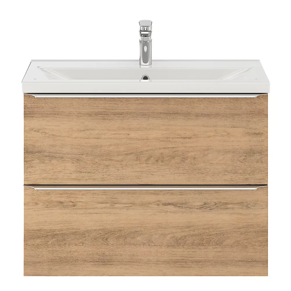 Meuble De Salle De Bains Faible Profondeur|Meuble Vasque|GoodHome Meuble vasque suspendu faible profondeur effet chêne l.80 cm Imandra + plan vasque blanc céramique Nira,