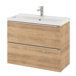 Meuble De Salle De Bains Faible Profondeur|Meuble Vasque|GoodHome Meuble vasque suspendu faible profondeur effet chêne l.80 cm Imandra + plan vasque blanc céramique Nira,
