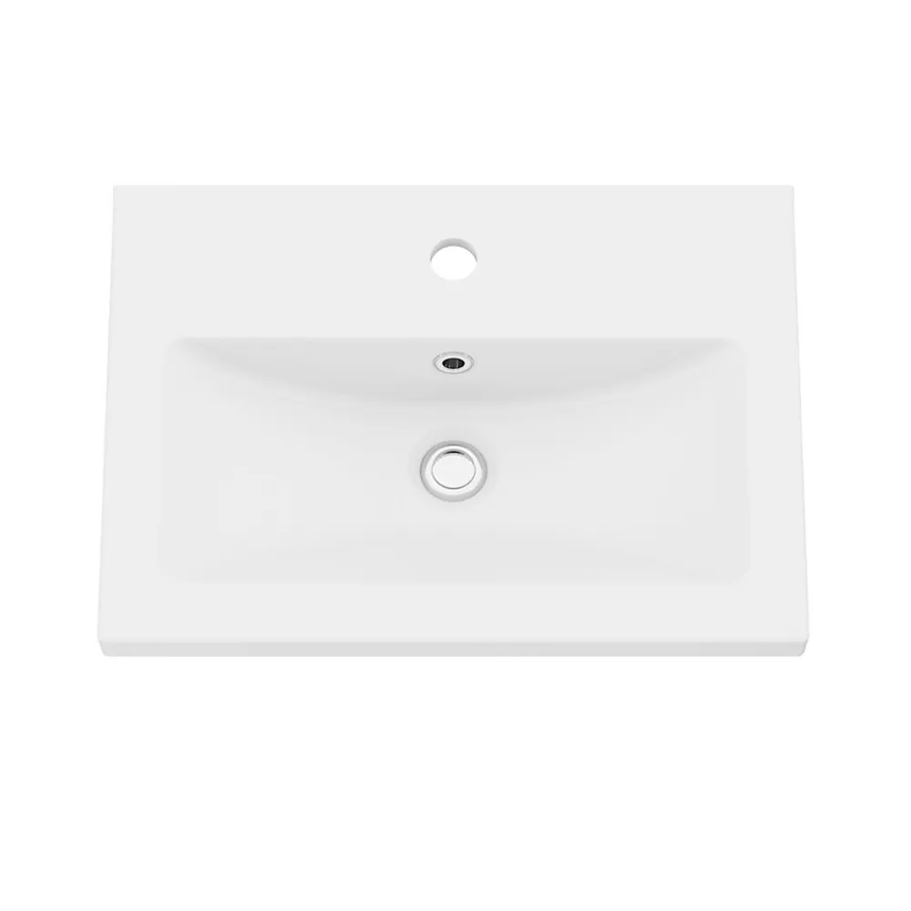 GoodHome Meuble vasque suspendu faible profondeur blanc brillant l.50 cm Imandra + plan vasque blanc céramique Nira,