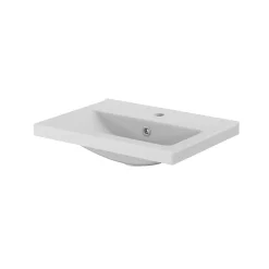 GoodHome Meuble vasque suspendu faible profondeur blanc brillant l.50 cm Imandra + plan vasque blanc céramique Nira,