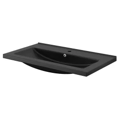 GoodHome Meuble vasque suspendu noir mat l.80 cm Imandra + plan vasque noir céramique Nira,