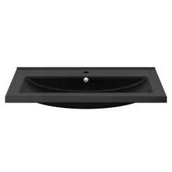 GoodHome Meuble vasque suspendu noir mat l.80 cm Imandra + plan vasque noir céramique Nira,