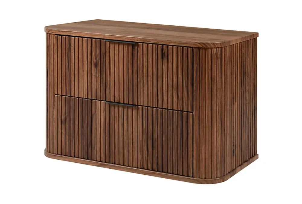Lave-Mains|3xE Living Meuble vasque suspendu pour salle de bain, chêne noyer, 80,4 x 51,7 x 41,5 cm