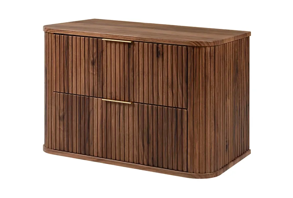 Lave-Mains|3xE Living Meuble vasque suspendu pour salle de bain, chêne noyer, 80,4 x 51,7 x 41,5 cm