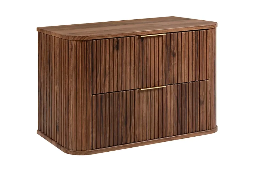 Lave-Mains|3xE Living Meuble vasque suspendu pour salle de bain, chêne noyer, 80,4 x 51,7 x 41,5 cm