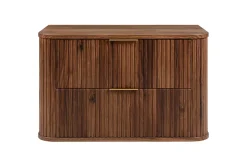 Lave-Mains|3xE Living Meuble vasque suspendu pour salle de bain, chêne noyer, 80,4 x 51,7 x 41,5 cm