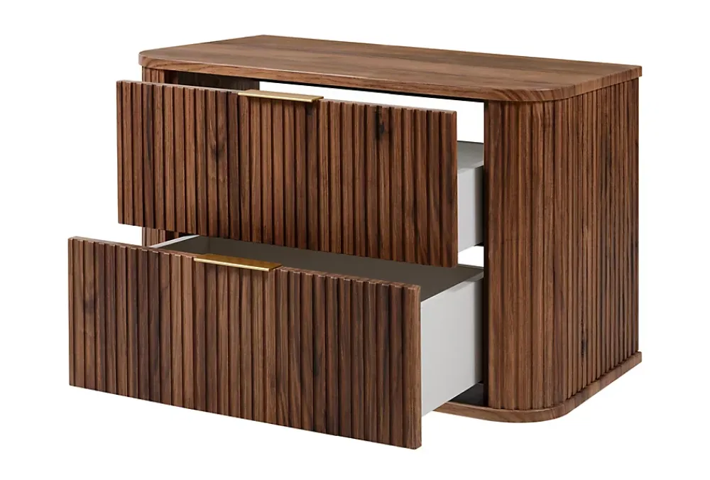 Lave-Mains|3xE Living Meuble vasque suspendu pour salle de bain, chêne noyer, 80,4 x 51,7 x 41,5 cm