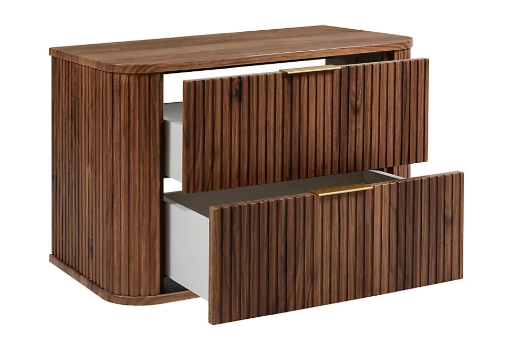 Lave-Mains|3xE Living Meuble vasque suspendu pour salle de bain, chêne noyer, 80,4 x 51,7 x 41,5 cm