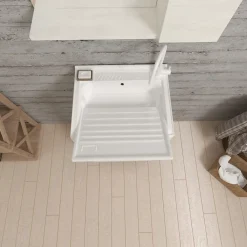 Armoire De Salle De Bains|Kiamami Valentina Meuble Évier 45Cm Chêne Blanc Avec Planche À Laver - Pratique