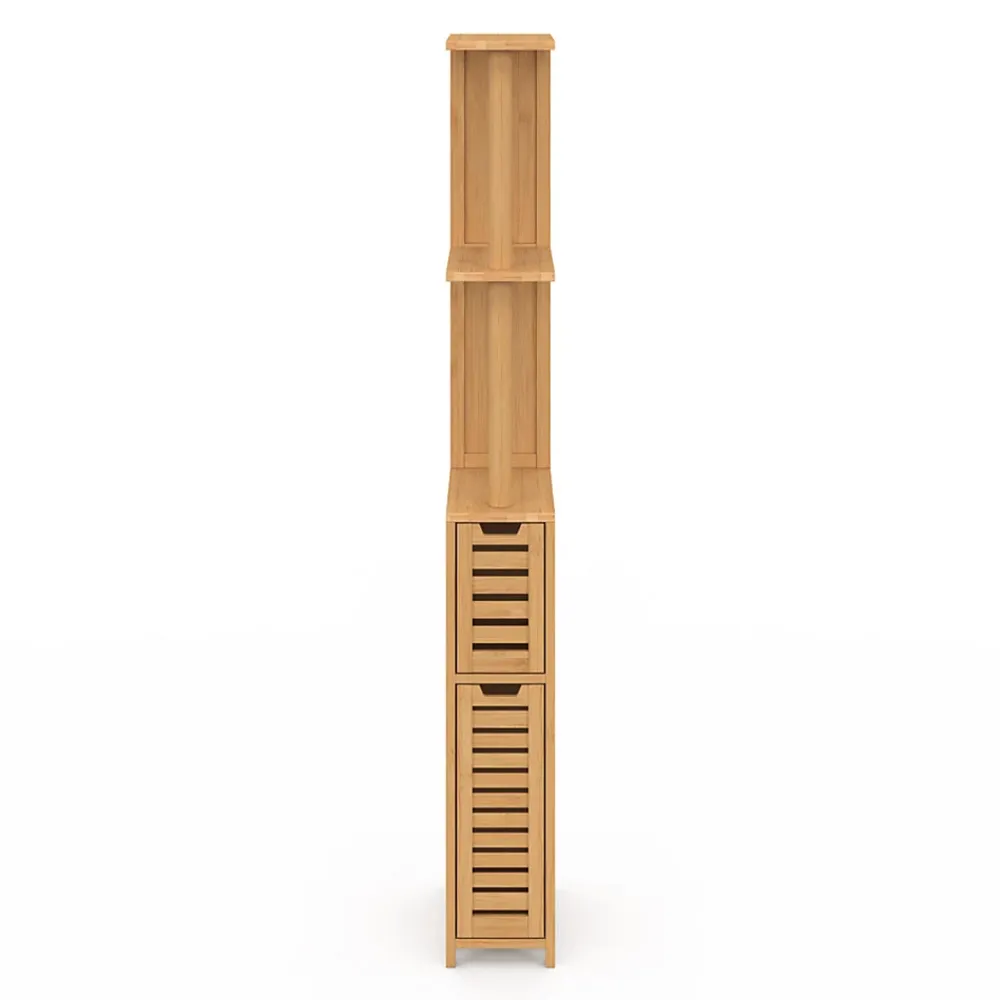Meuble Wc|IDMarket Meuble WC 2 portes bambou BEA avec étagères