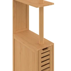 Meuble Wc|IDMarket Meuble WC 2 portes bambou BEA avec étagères