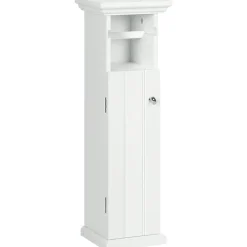 kleankin Meuble WC armoire toilette - porte, support papier - dim. 21L x 17l x 66H cm - blanc