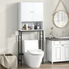 Meuble Wc|Giantex Meuble WC Au-Dessus des Toilettes Meuble de Salle De Bain avec Armoire à Double Porte Compartiment Ouvert Blanc
